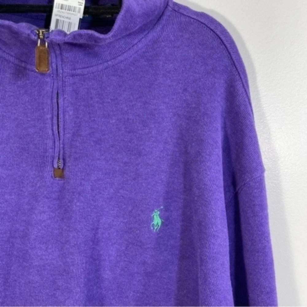 NWT POLO Ralph Lauren Purple 100% Cotton Green Pony Pullover Sweater Mens XXL - Picture 3 of 11
